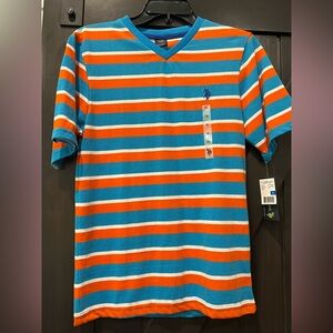 NWT Size 18 Orange, Blue & White Polo